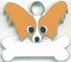 パピヨン（茶） 【名入れ】犬 迷子札 販売 犬鑑札　ＩＤプレート ドッグタグ アクセサリー　トップワン 携帯ストラップ　刻印